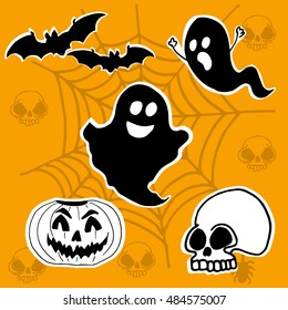 Vector set of characters and icons for Halloween