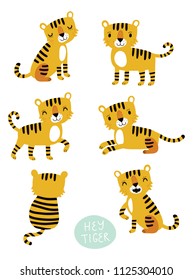 Vector set of characters. Tigers
