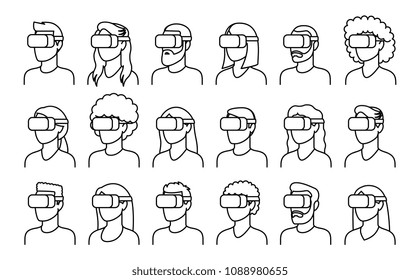 Vector Set Of Characters Using Virtual Reality Device Isolated