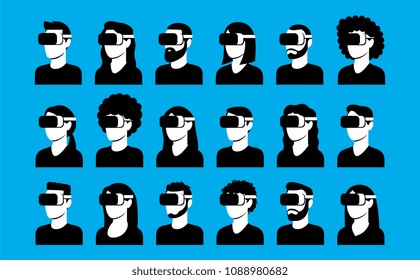 Vector Set Of Characters Using Virtual Reality Device Isolated