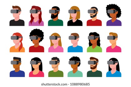 Vector Set Of Characters Using Virtual Reality Device Isolated