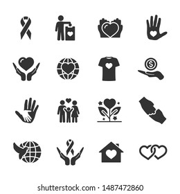 Vector set of charity, donation, peace icons.