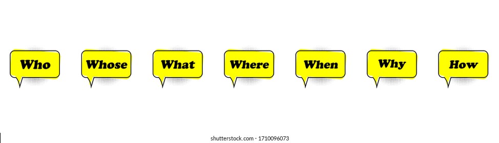 vector set of chat tablets with basic question words