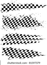 Vector Set Of Checkered Racing Splatters.