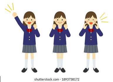 Vector set of cheering school girl