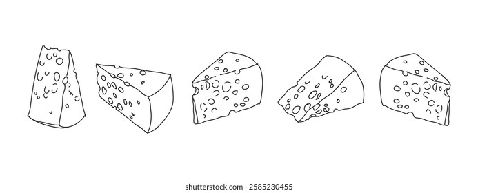 vector set of cheese slices. Vector illustration.