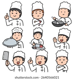 vector set of chef cartoon