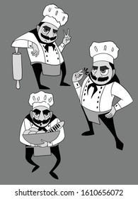 Vector set of chef character 