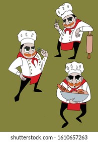 Vector set of chef character 