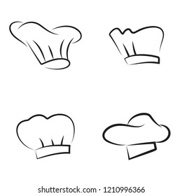 Vector set of chef hats. Baker caps isolated on white background