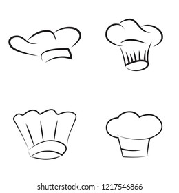 Vector set of chef hats. Baker caps isolated on white background