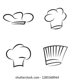 Vector set of chef hats. Baker caps isolated on white background