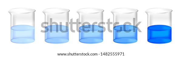 Vector Set Chemical Beakers Different Concentration Stock Vector Royalty Free