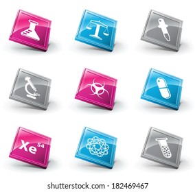Vector set of chemistry and science icons.