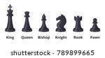 Vector set of chess icons set isolate on white. Knight and pawn, bishop chess and castle illustration