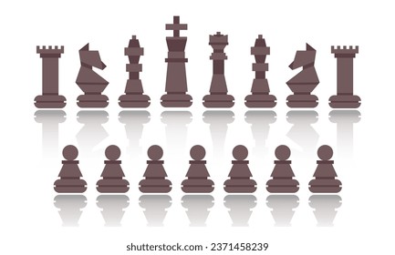 Vector set of chess pieces in geometric polygonal style.