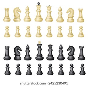 Vector set of chess pieces. Isolate, clipart, hand drawing.