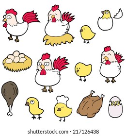 vector set of chicken and egg