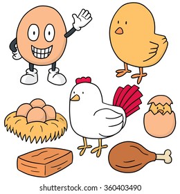 vector set of chicken and egg