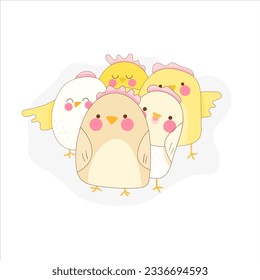  conjunto de vectores con pollos kawaii