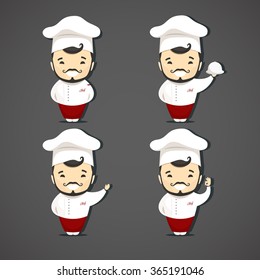 Vector set of chief cooks who standing in different poses