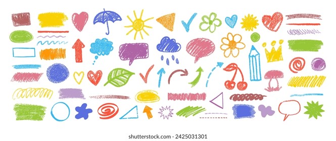 Vector set of child drawings elements doodles