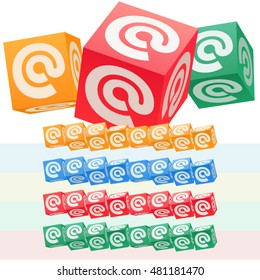 Vector set of children cube alphabet. Optional colorful graphic styles. Symbols