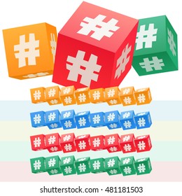 Vector set of children cube alphabet. Optional colorful graphic styles. Symbols