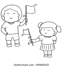 vector set of children with flag