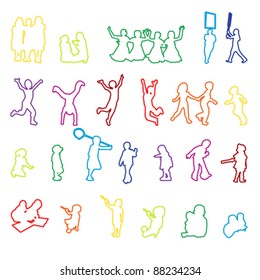 Vector set of children playing silhouettes