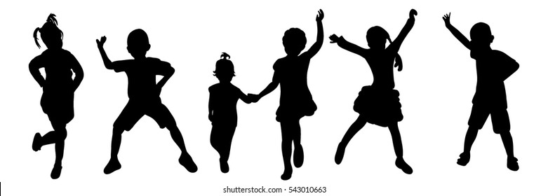 vector set of children silhouettes