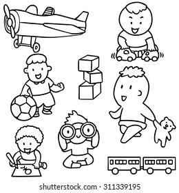 vector set of children and toys
