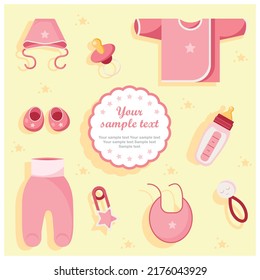 A vector set of children's accessories and a banner for any sample text