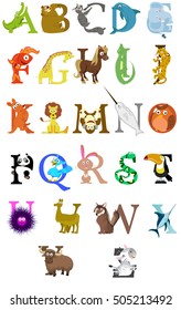 Vector set children's alphabet with animals A-Z