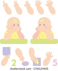 vector set children's hands and children