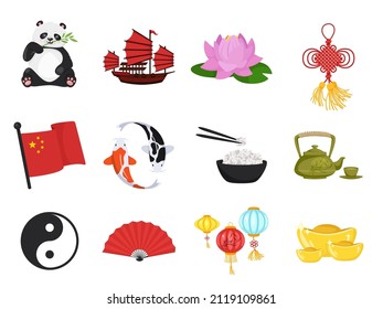 Vector set of China symbols isolated icons