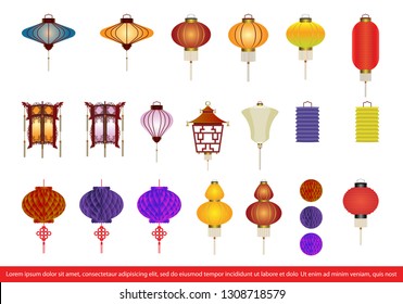 Vector set of chinese lanterns.chinese lantern collection set,vector illustration