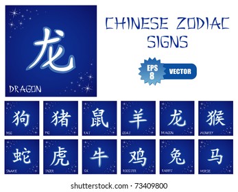 Vector set of chinese zodiac signs