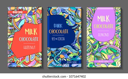 Vector Set Of Chocolate Bar Package Designs.