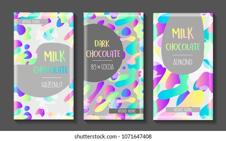 Vector set of chocolate bar package designs.