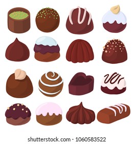 vector set of chocolate candies, hand drawn illustration