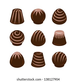 Vector set of chocolate candies isolated on white background