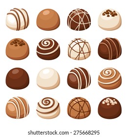 Vector set of chocolate candies isolated on a white background.