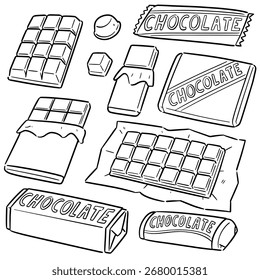 conjunto vetorial de desenho animado de chocolate