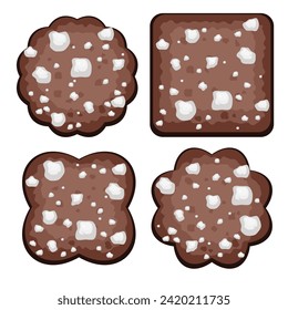 vector set of chocolate chip cookies of different shapes