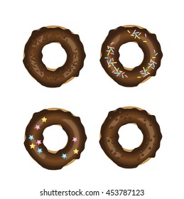 Vector set of Chocolate donut on a white background.