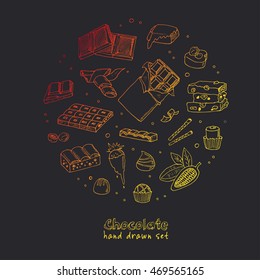 Vector Set of chocolate. Illustration for menus, recipes and packages product