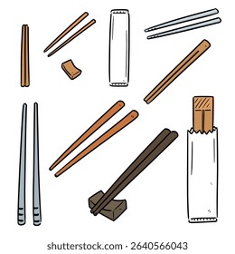 vector set of chopsticks cartoon