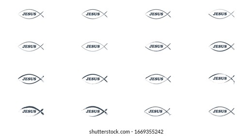 vector set of christian fish icons - symbol of baptism.