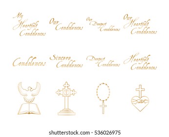 Juego de vectores de íconos religiosos cristianos sobre fondo blanco